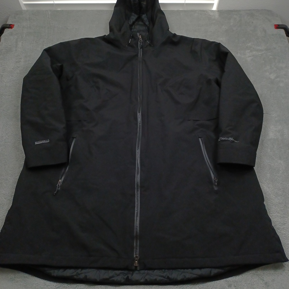 Eddie Bauer Jacket Womens 3X Black Full Zip Outdoor Quilted Pockets Hooded